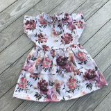 Detské bavlnené šaty s volánom - roses powder - 98