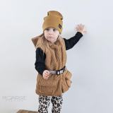 Detská teddy vesta s opaskom - camel
