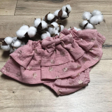 Mušelínové čukotky s volánmi a mašličkou - dandelion pink