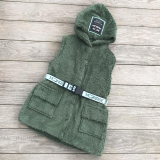 Dámska teddy vesta s opaskom - khaki green