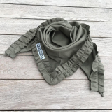 Rebrovaná organic šatka s volánikom - khaki