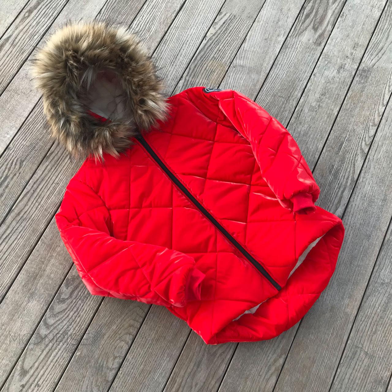 Detská zimná bunda - red zamatový efekt 116
