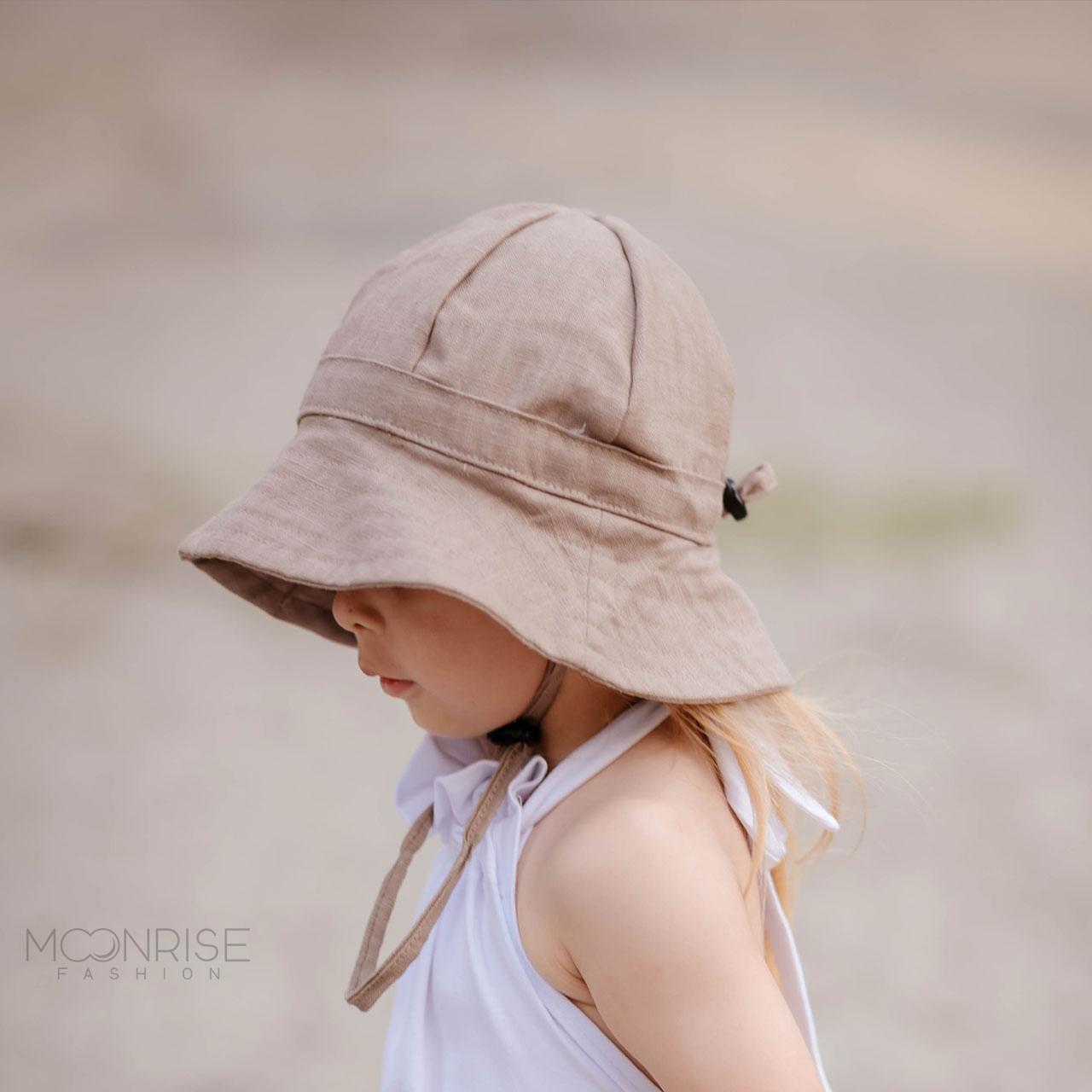 Detský ľanový klobúk taupe - 1