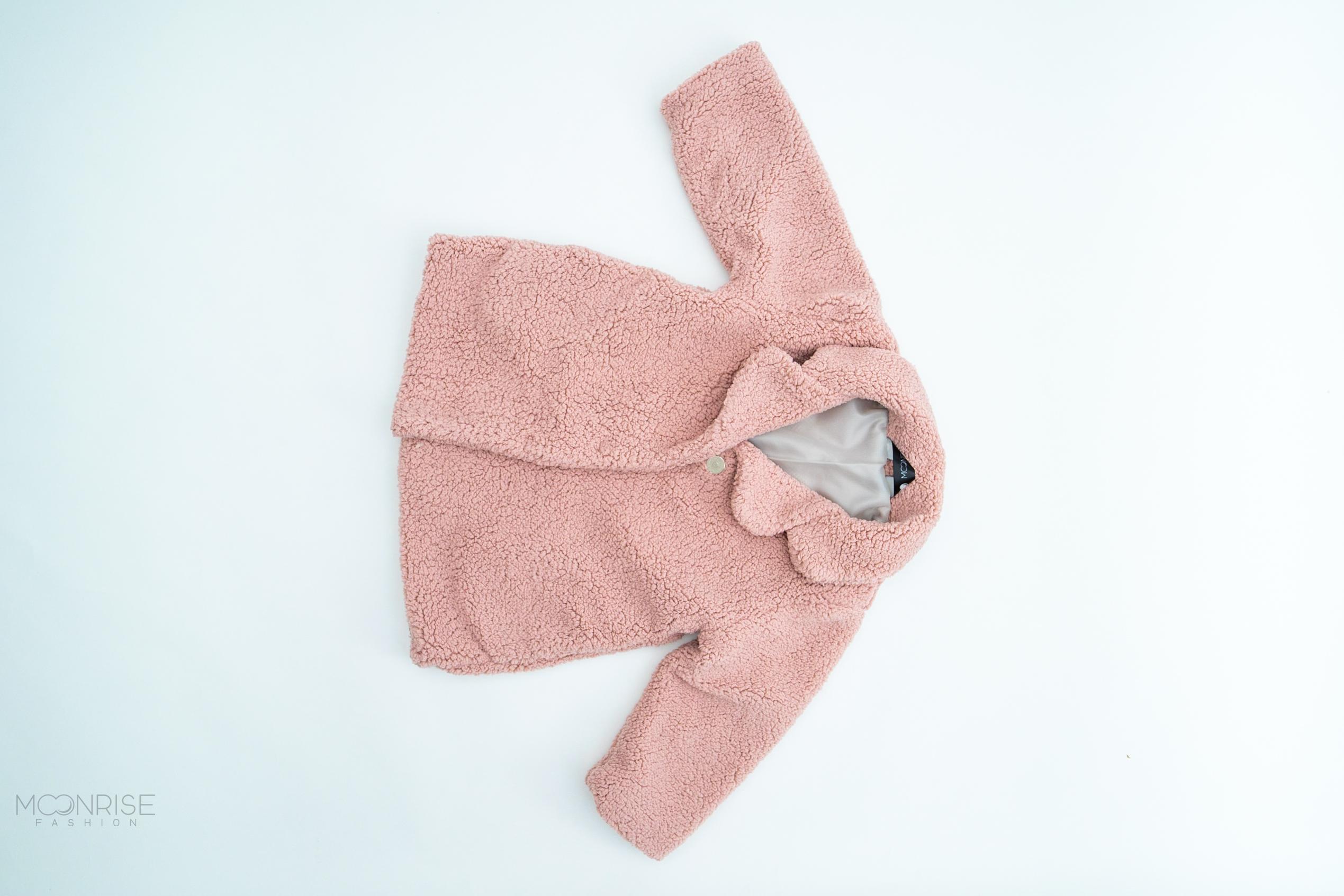 Detský teddy kabátik  - light pink