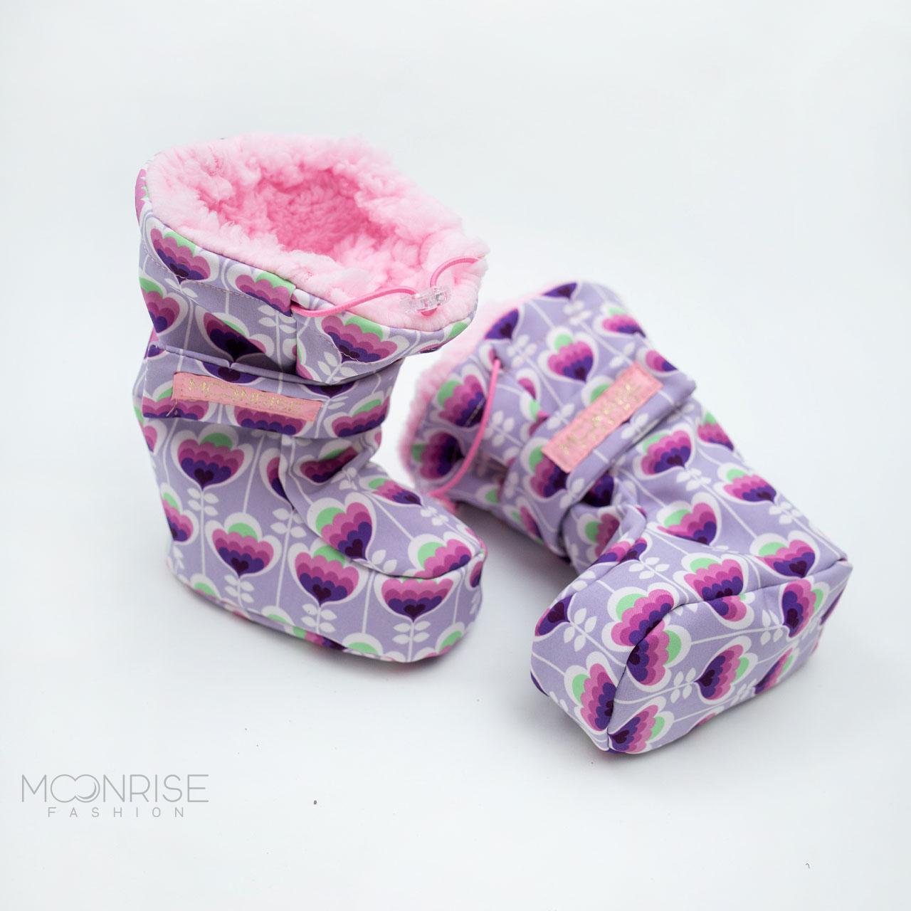 Detské softshell topánočky - violet flowers