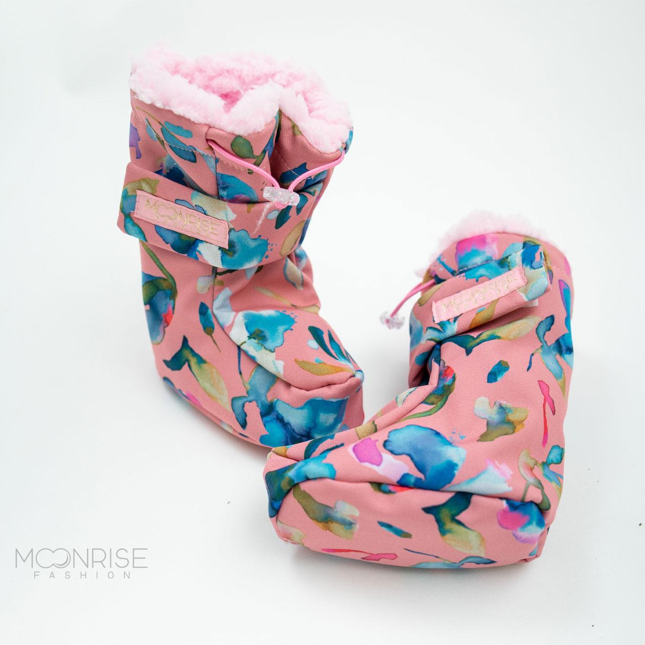 Detské softshell topánočky - pink watercolor