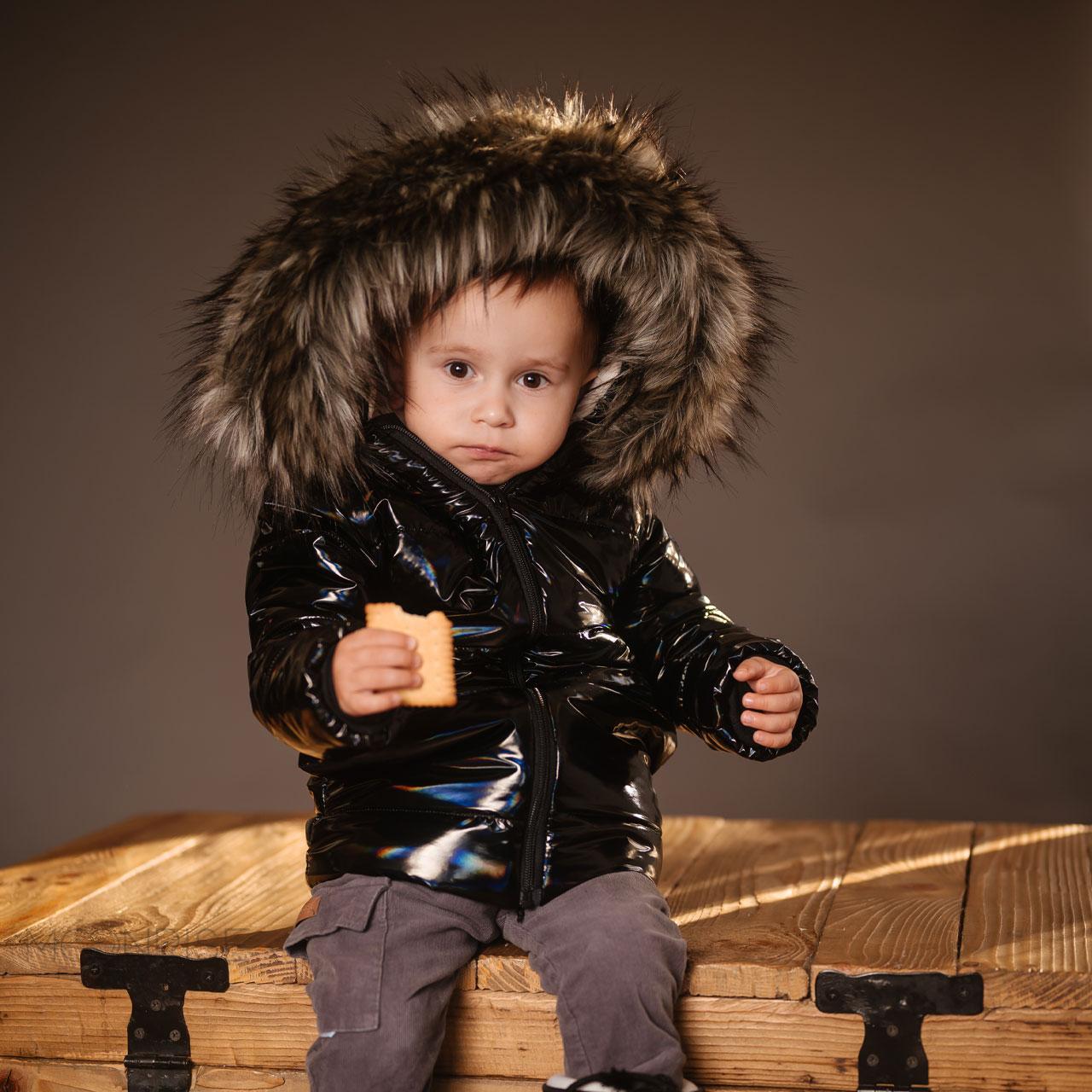 Detská zimná bunda - holographic black