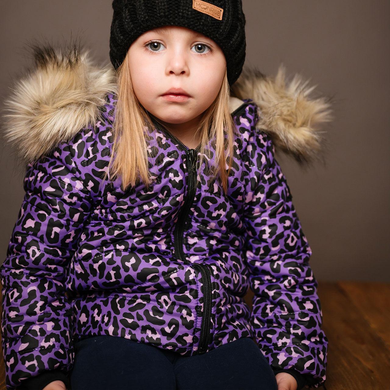 Detská zimná bunda - leopard violet