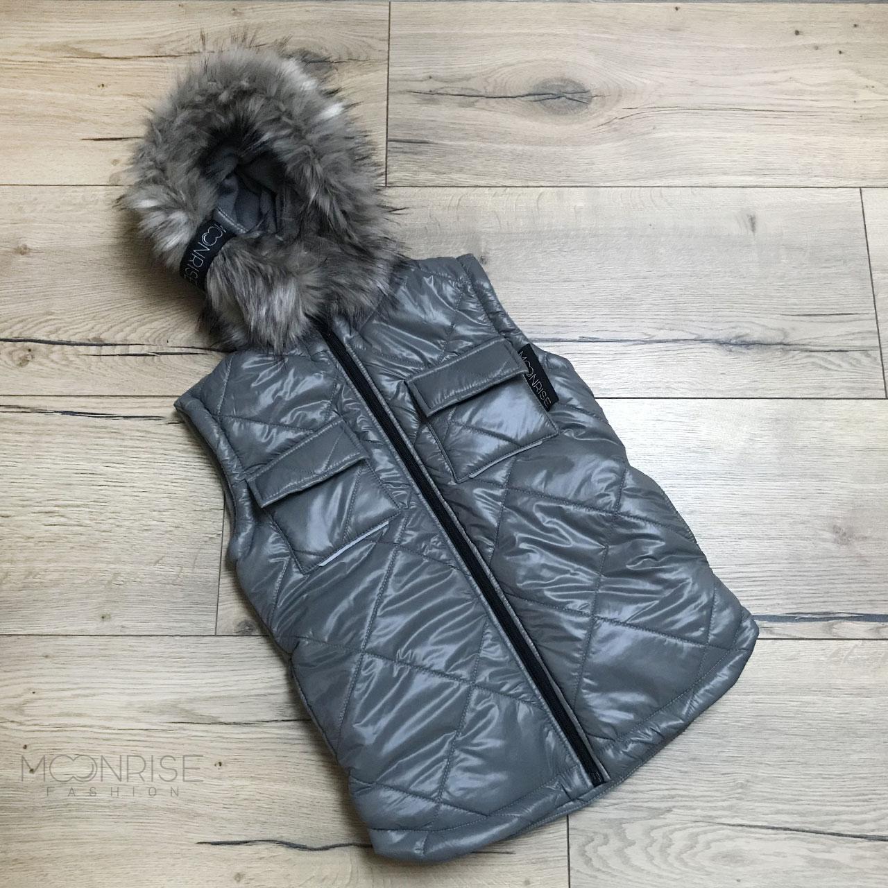 Detská vesta s odjímateľnou kožušinkou - grey