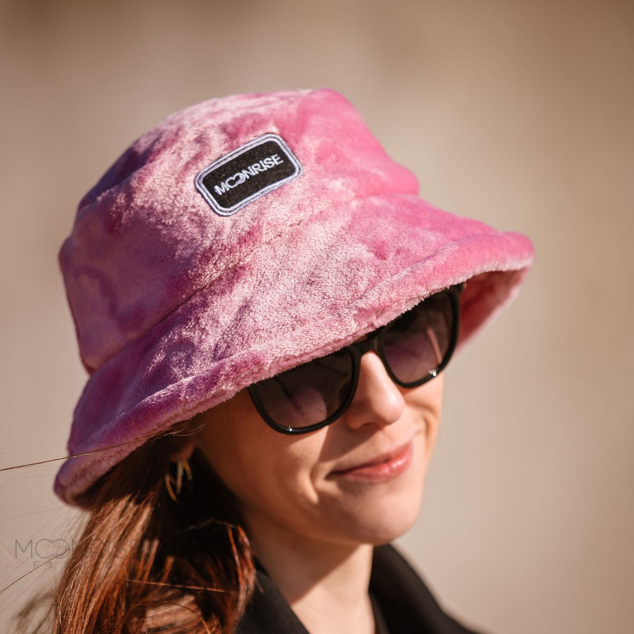 Klobúk - bucket hat fluffy pink