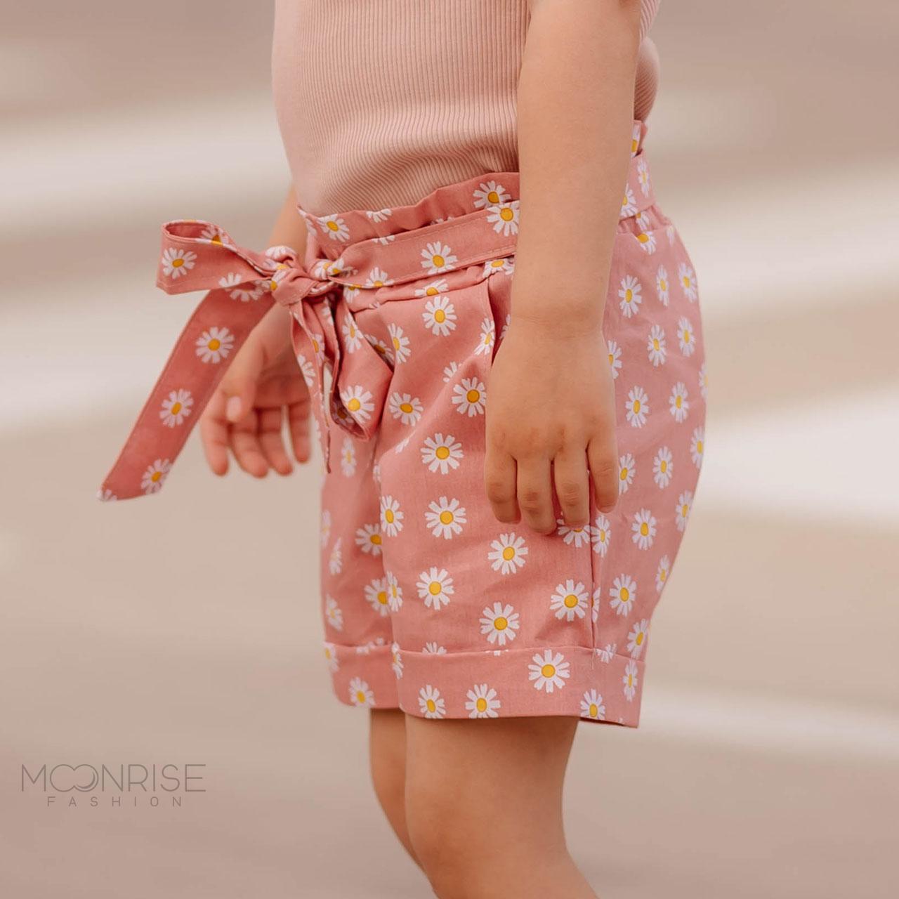 Detské bavlnené kraťasy - daisies pink
