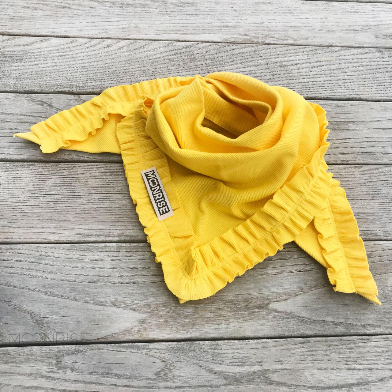 Rebrovaná organic šatka s volánikom - yellow