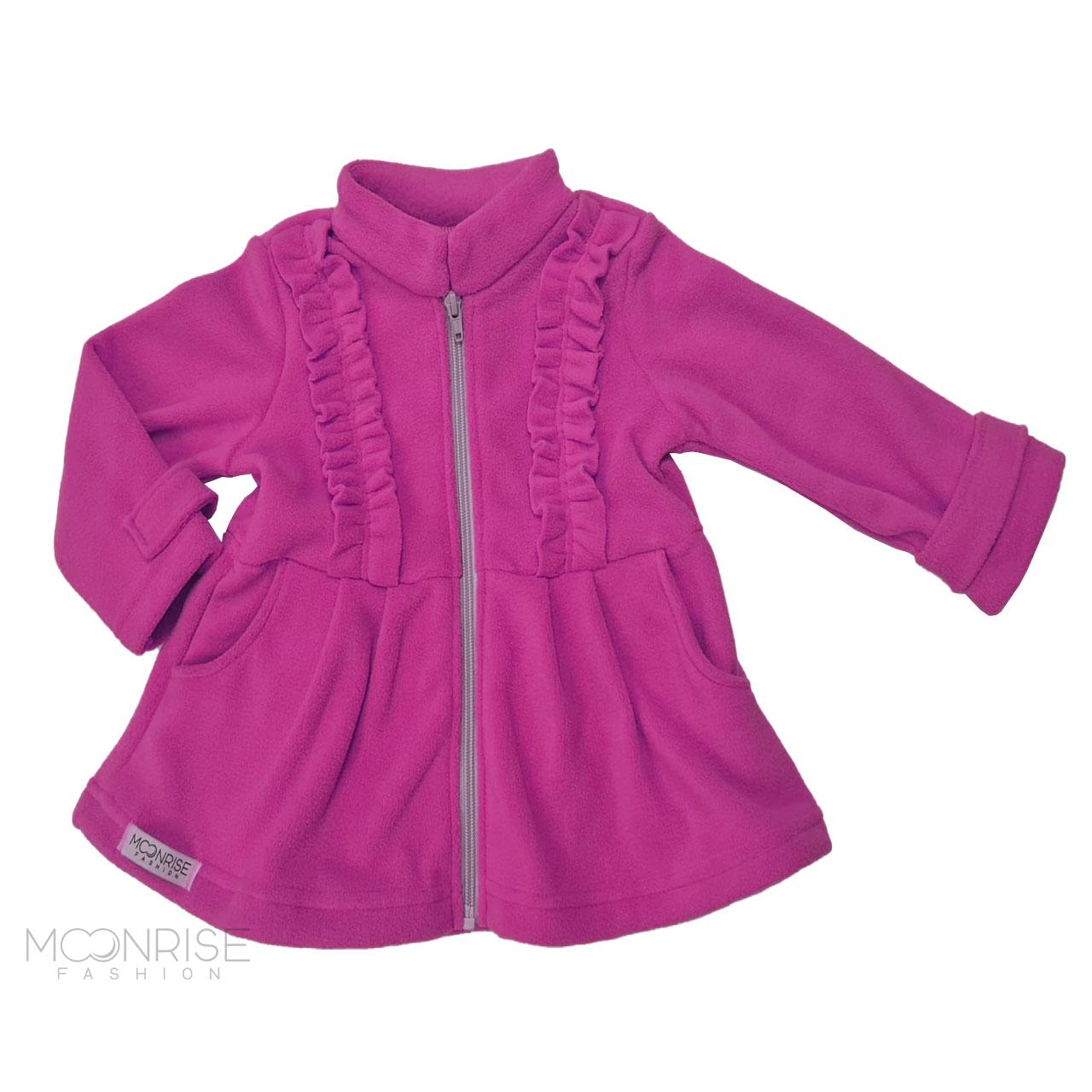Detský fleecový kabátik s volánikmi - fuchsia