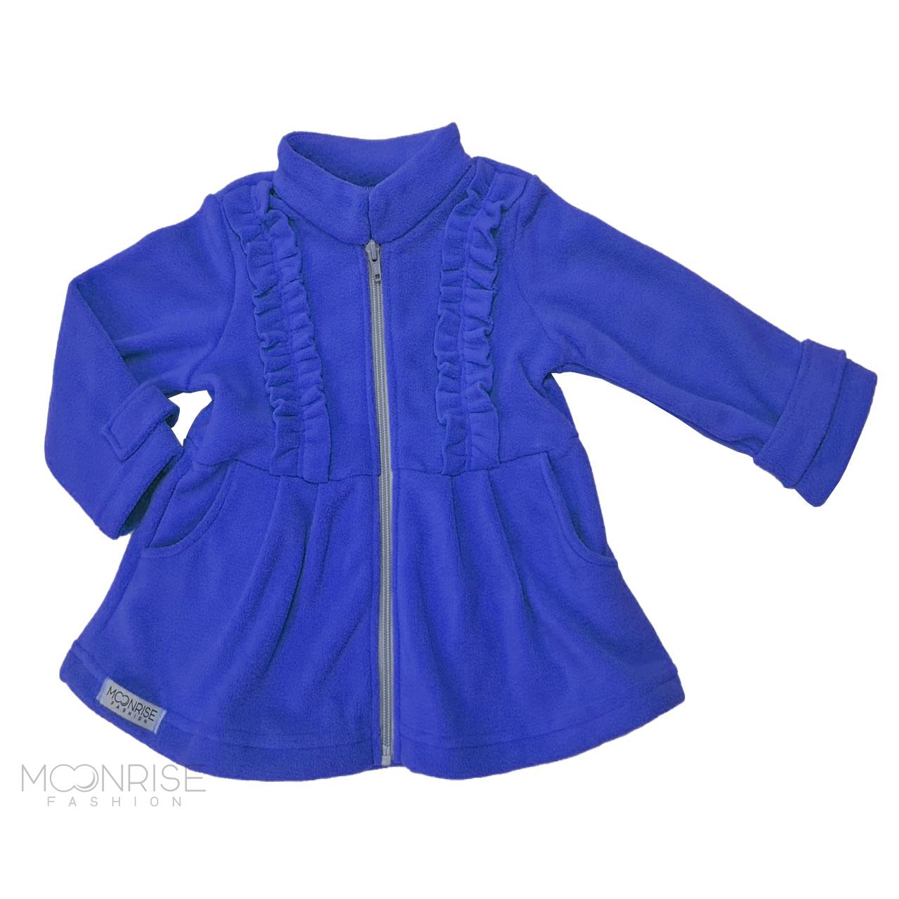 Detský fleecový kabátik s volánikmi - royal blue