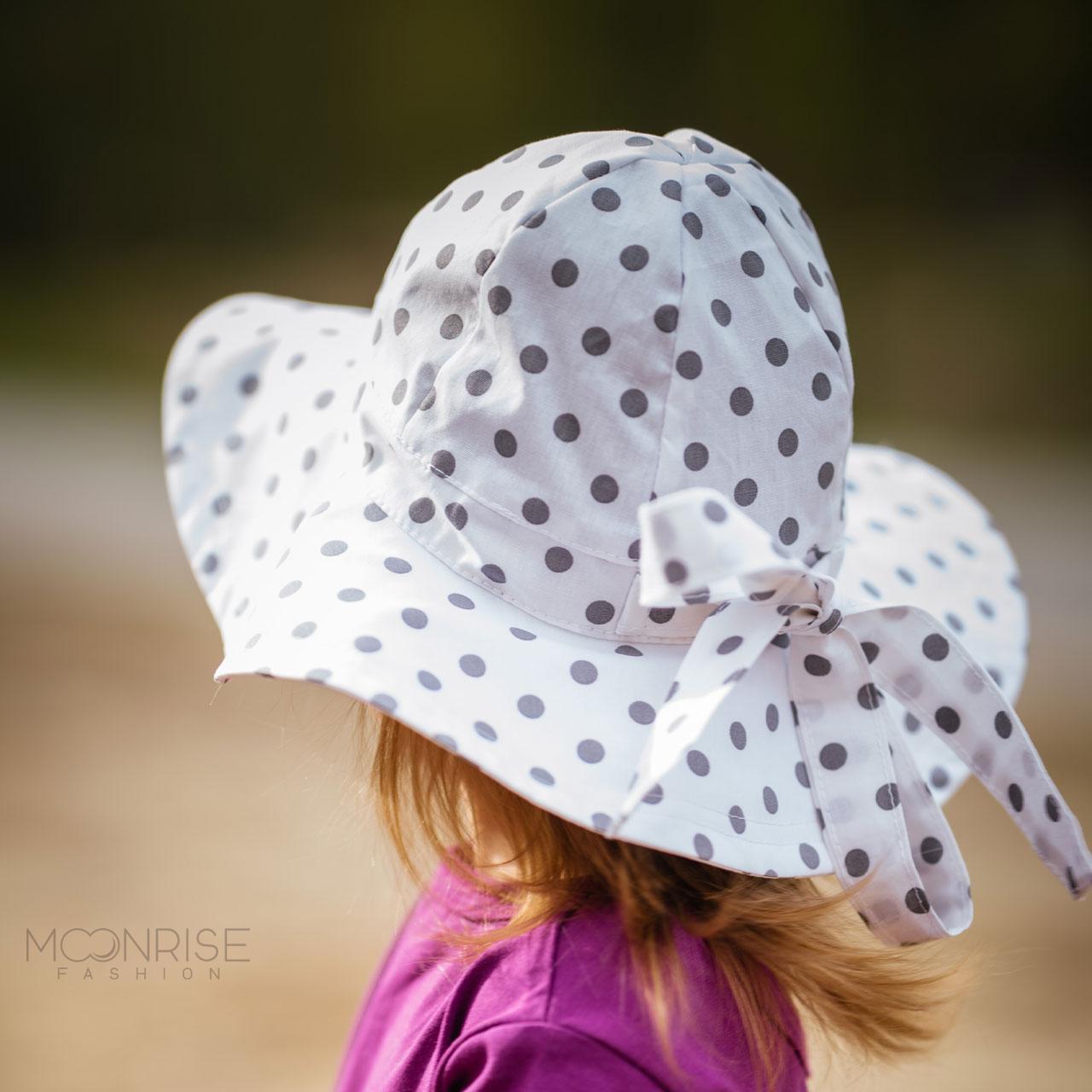 Detský klobúk s mašľou grey dots
