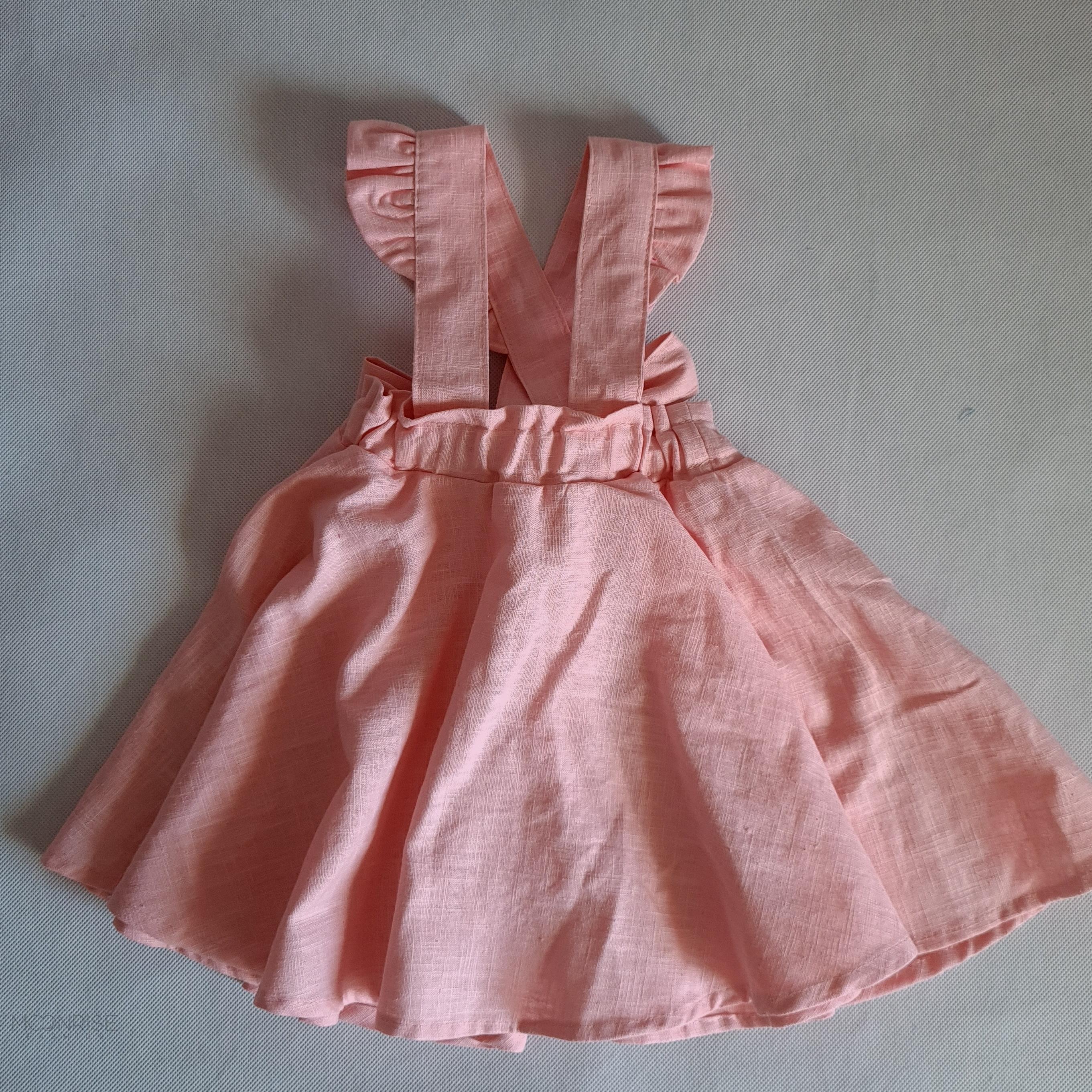 Ľanová sukňa s trákmi - light pink