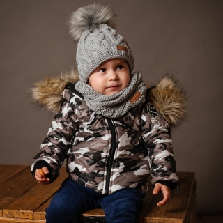 Detská zimná bunda - camu grey