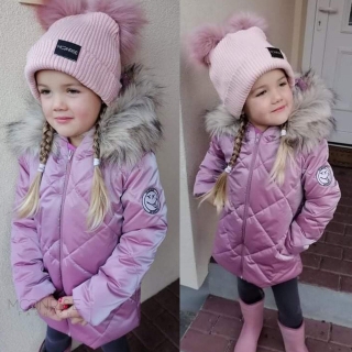 Detská zimná bunda - rose zamatový efekt