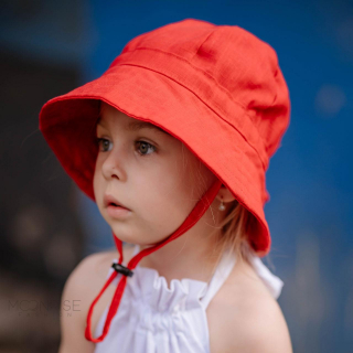 Detský ľanový klobúk red