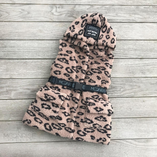 Detská teddy vesta s opaskom - leo beige