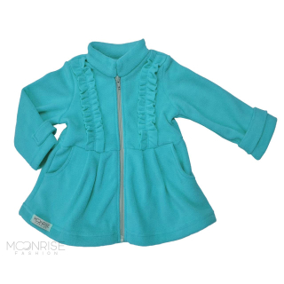 Detský fleecový kabátik s volánikmi - blue
