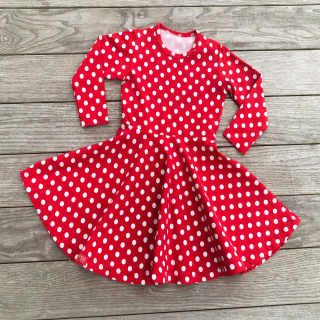 Dámske šaty - red dots dlhý rukáv