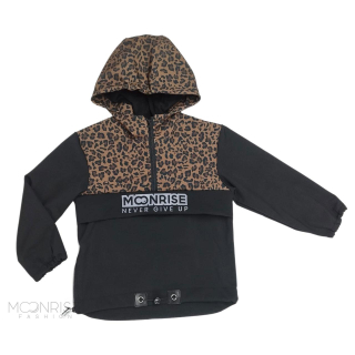 Detská softshell bunda - anorak leopard brown/black