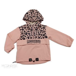 Detská softshell bunda - anorak leopard pink