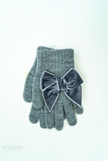 Detské rukavice s mašľou grey